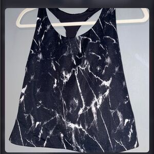 Old Navy Active Black and White Marble Racerback Tank - Workout Powersoft